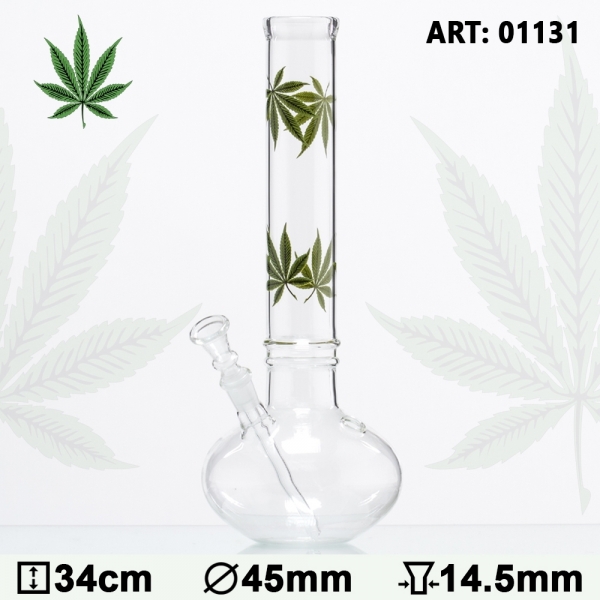 Glas Bong Hanfblatt ca. 34cm